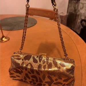 Guess Gold and Brown Mesh Clutch